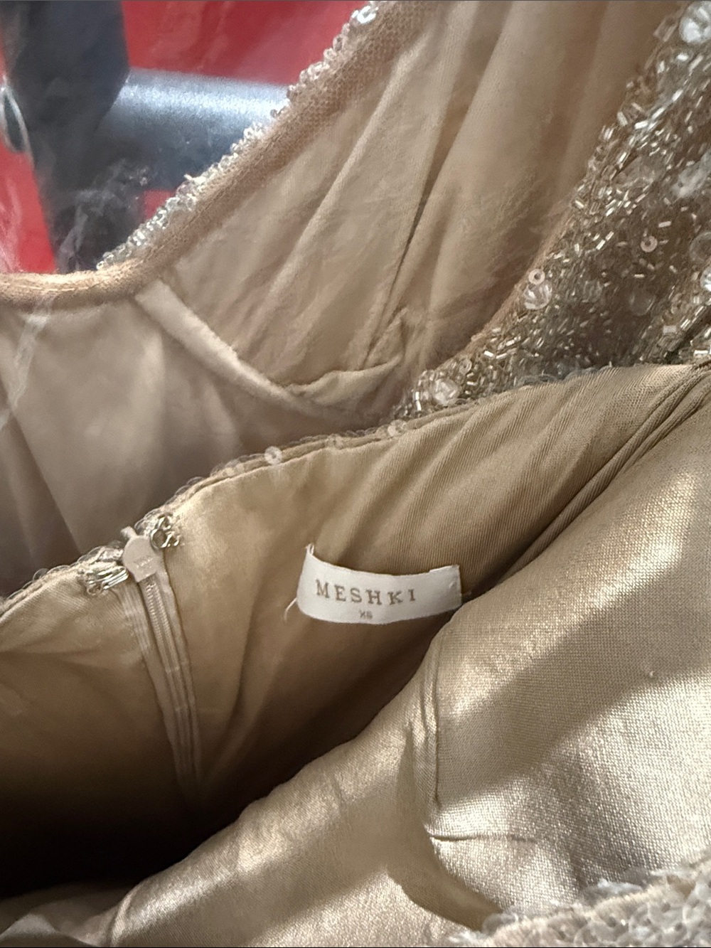 Meshki Gold Sequin Strapless Gown - Picture 3 of 5